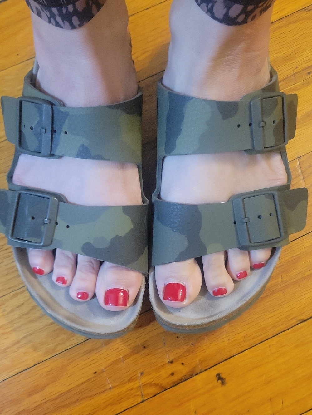 Birkenstock Two-Strap Camouflage Sandals in Green